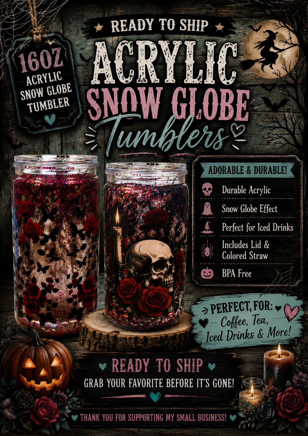 Romantic Skull Tumbler
