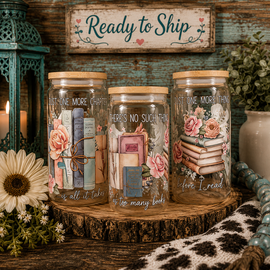 16 oz Glass Tumbler Book Lovers #1