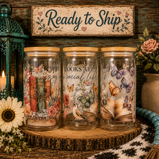 16 oz Glass Tumbler Book Lovers #2